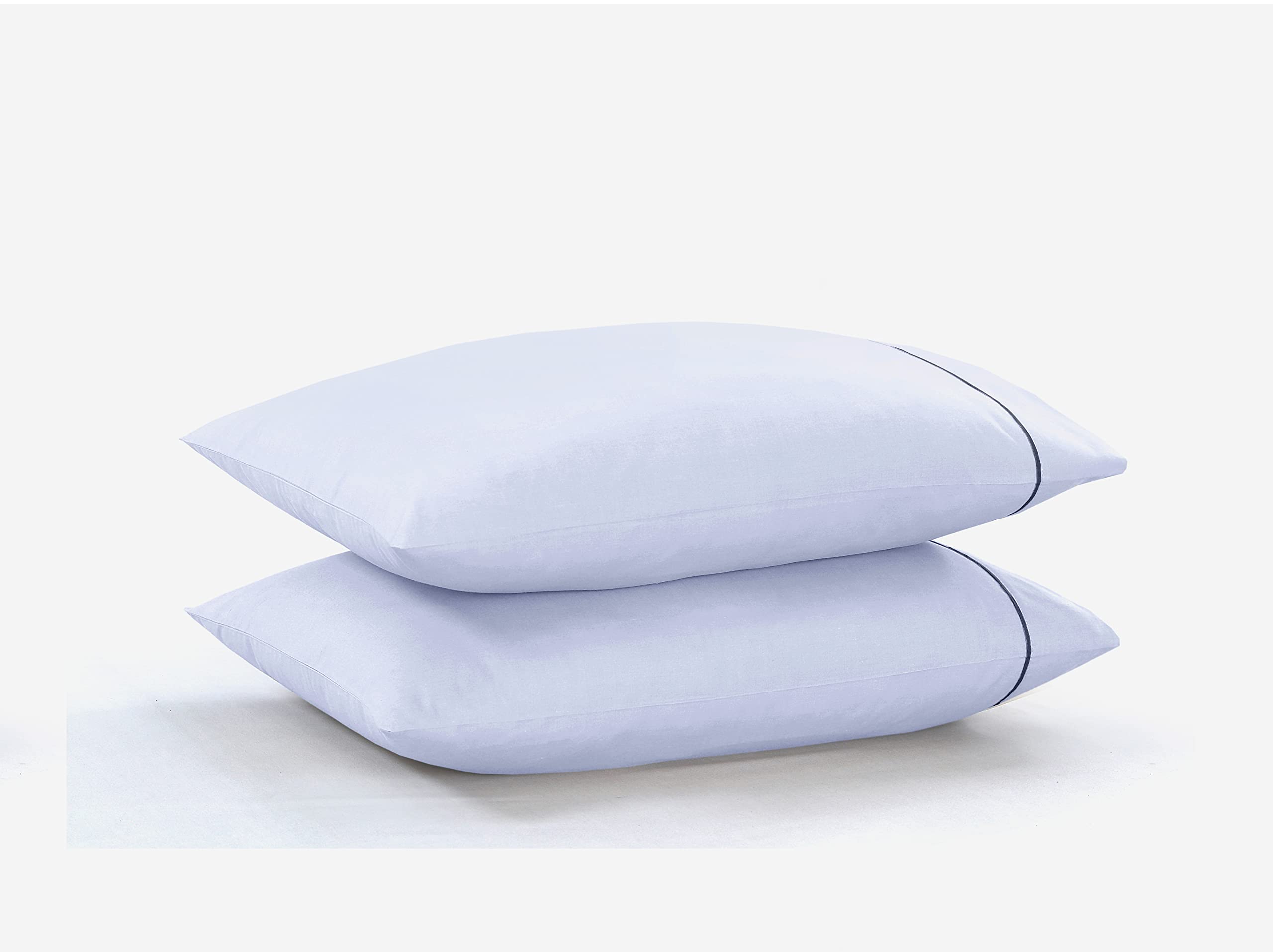 Fundas de almohada 100 % de percal de algodón, paquete de 6 fundas de almohada, fundas de almohada suaves y transpirables, tela ligera, tejido suave y aireado, para ella o él (blanco con puño negro,