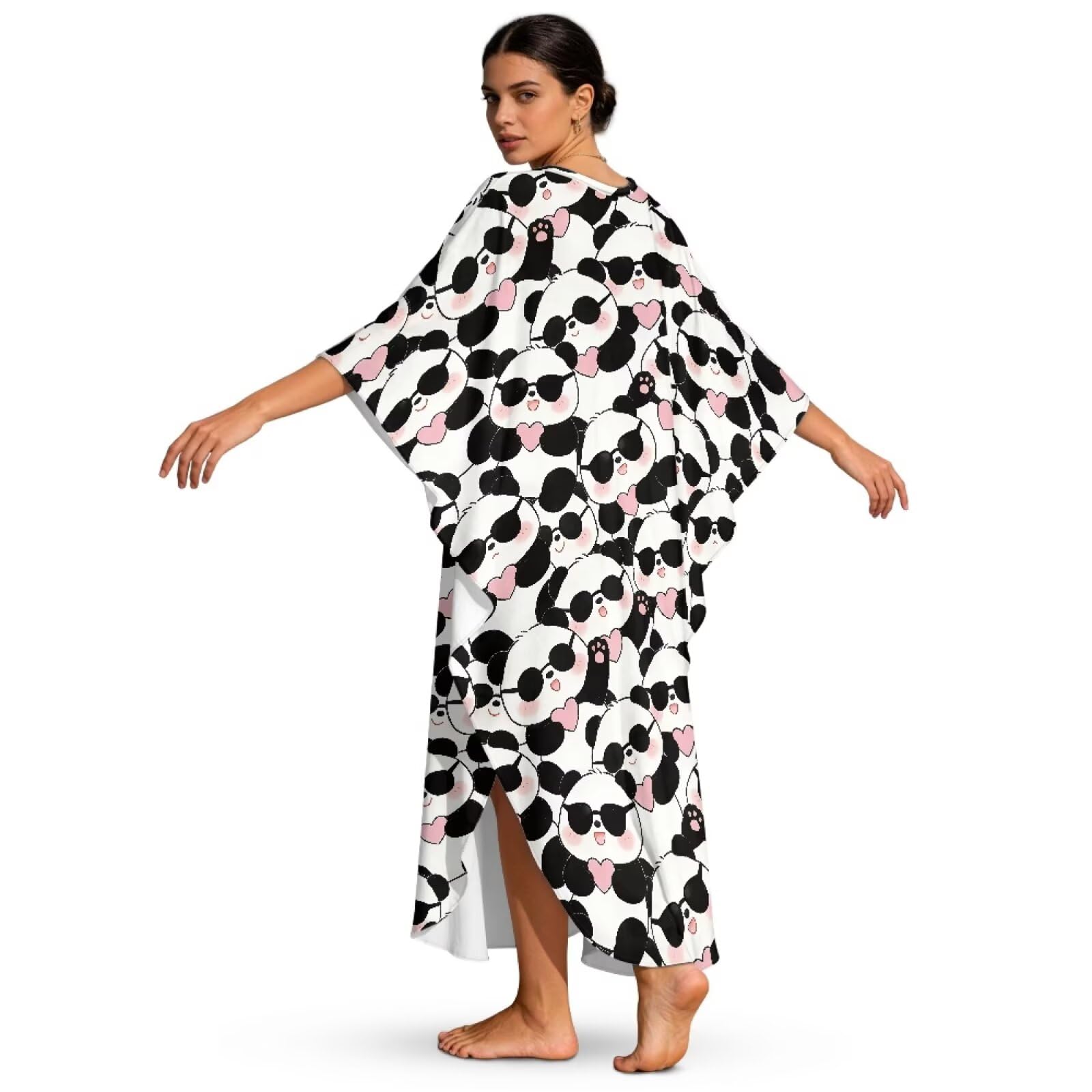 Abito caftano da donna con scollo a V, maniche a pipistrello, abito caftano leggero e morbido, copricostume da bagno per spiaggia estiva