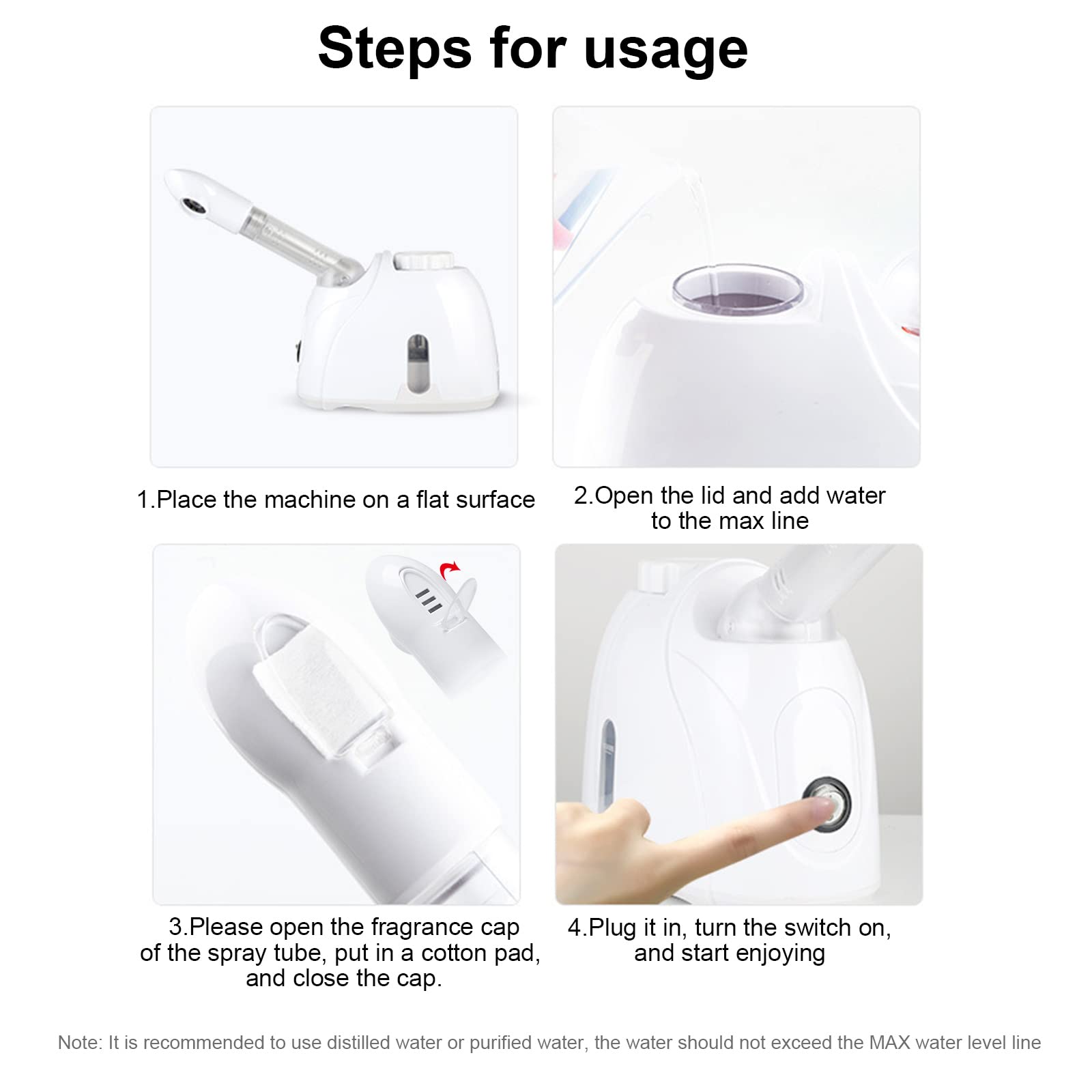 Vapeur pour le visage, Humidificateur, Spa de beauté Soins de la peau personnels réduit les pores dilatés (Blanc)