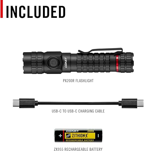 Miniatura 7 de COAST PX200R - Linterna LED recargable de 2000 lúmenes, enfoque giratorio, USB-C, clip de bolsillo de 2 posiciones