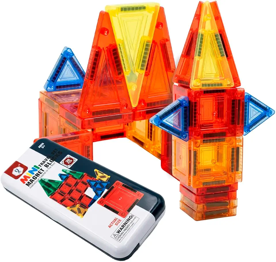 Leduc Blocos Magnéticos de Montar Infantil 30 Peças, Brinquedo Educativo de Construção 3D com Caixa Organizadora, Colorido, para Criatividade e Coordenação