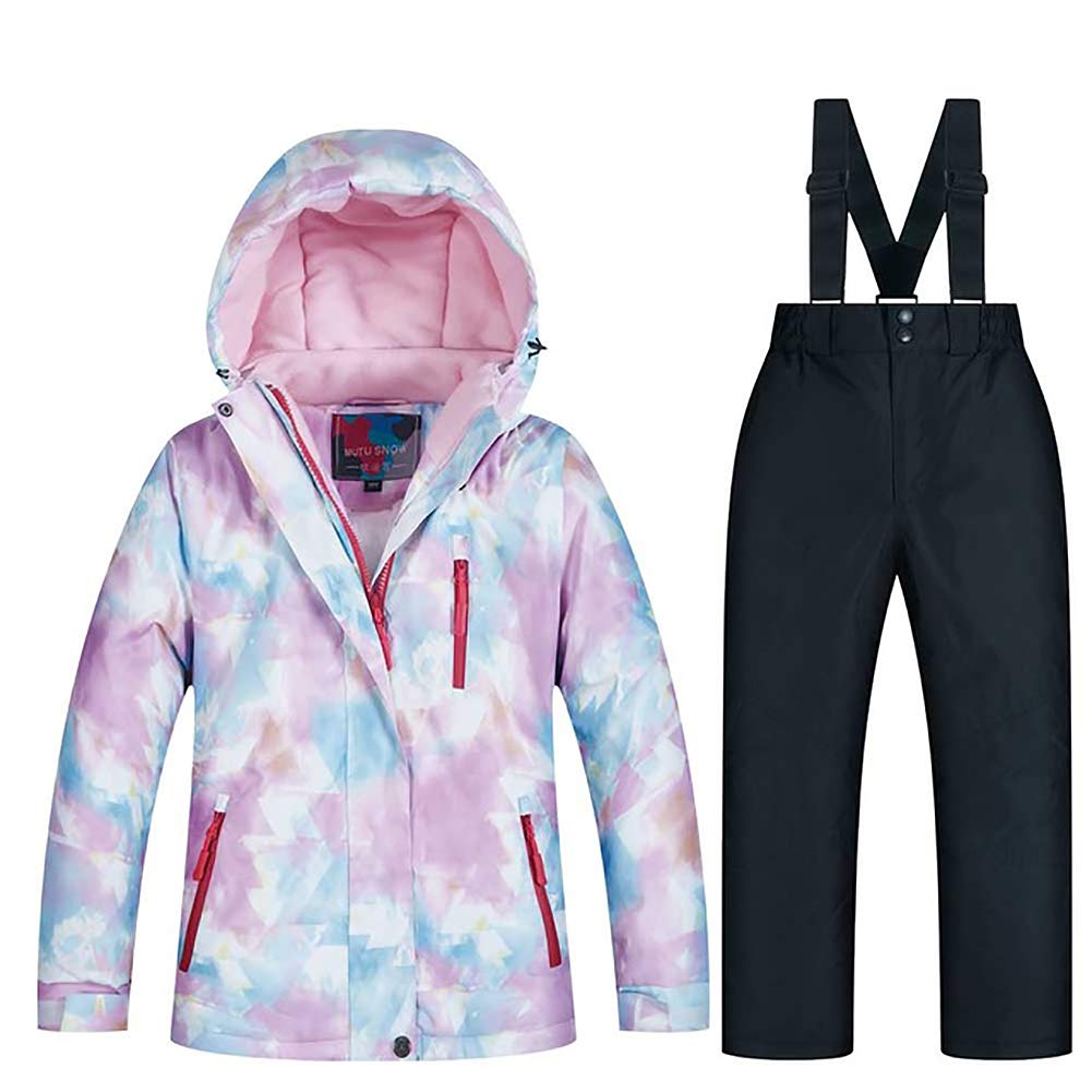 Girls/Boys Snowsuits Hooded Insulated Windproof Winer Coats Ski Jacket Snow Pants Set