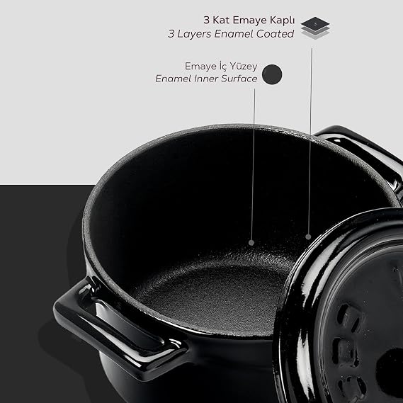 Lava Metal Casting Mini Cookware, 10cm, 0.35 L Volume, Black
