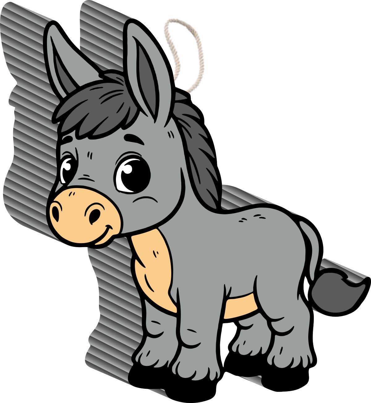 Piñata cumpleaños infantil hecha a mano (Burro) (Grande 55x50x10 Centímetros)