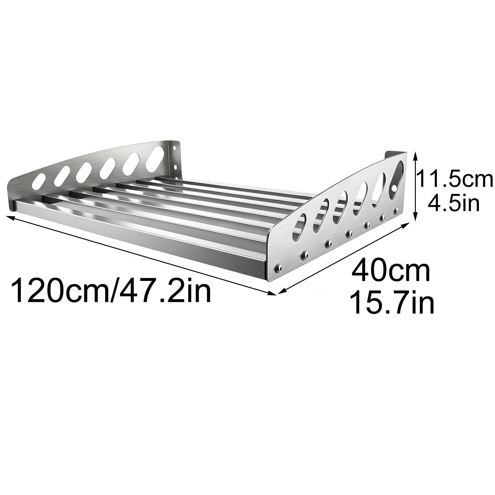 Mensola da Parete in Acciaio Inox, Supporto Carico 75kg Bordo 9cm