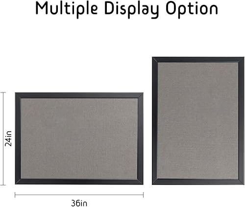 Miniatura 9 de Tablero de anuncios de 35.8 x 24.0 in, tablero de corcho de lona con marco de madera 100 % con tela gris, tablero de anuncios montado en la pared