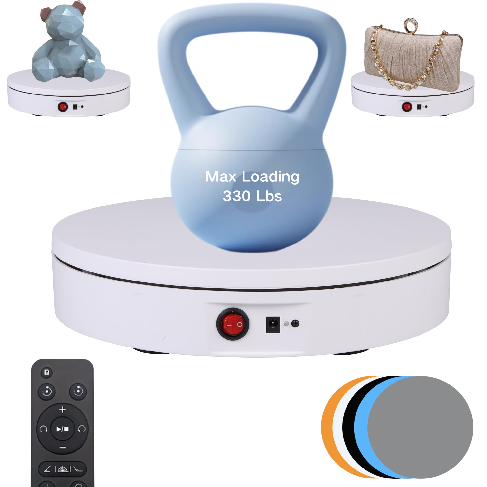 JAYEGT Motorized Rotating Display Stand, 8.66-inch, White