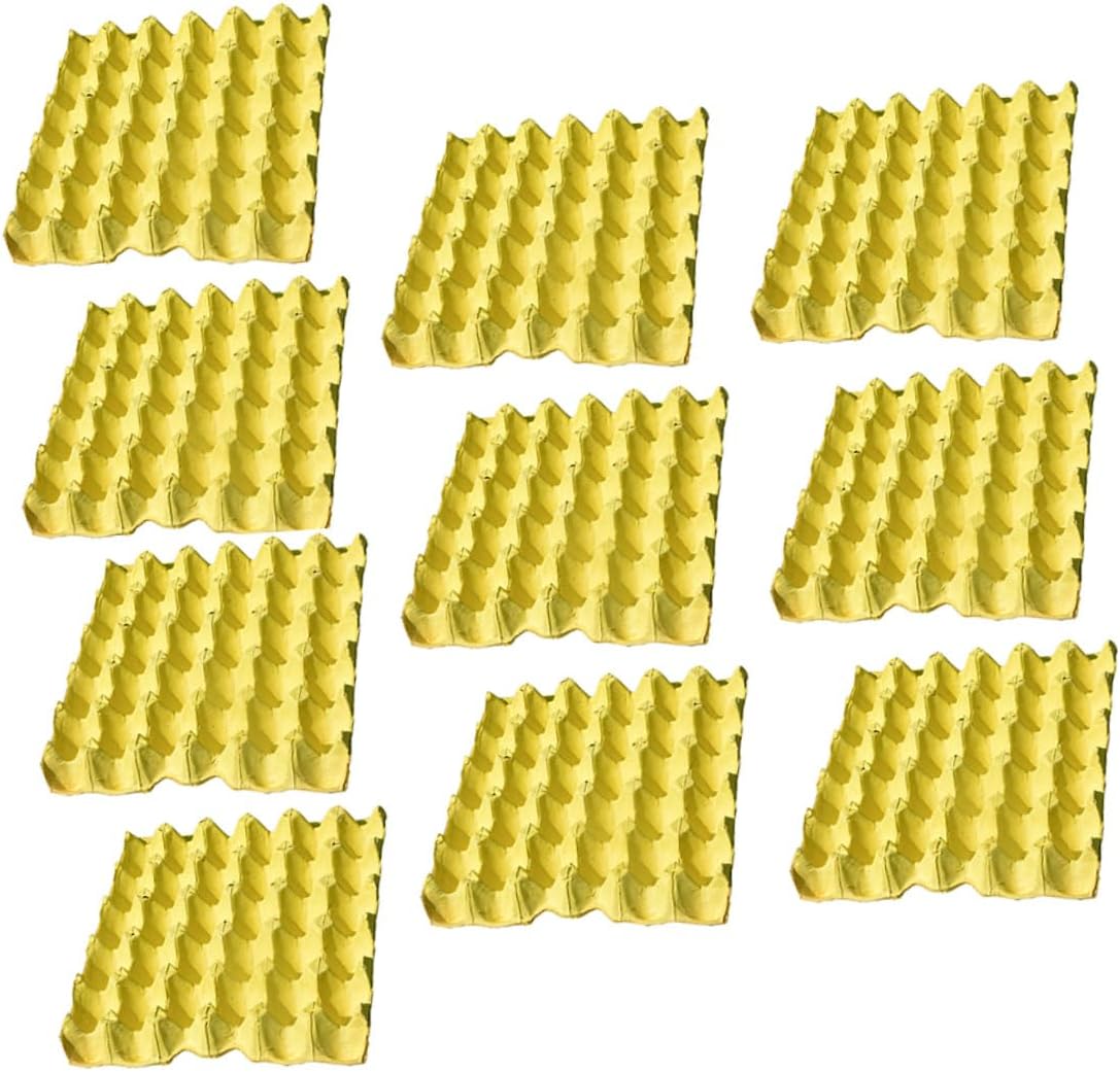 TIDTALEO 10pcs Household DIY Egg Storage Holders Paper Pulp Egg Tray Rack for Refrigerator Kitchen Organizer Capacity Yellow Storing Containers