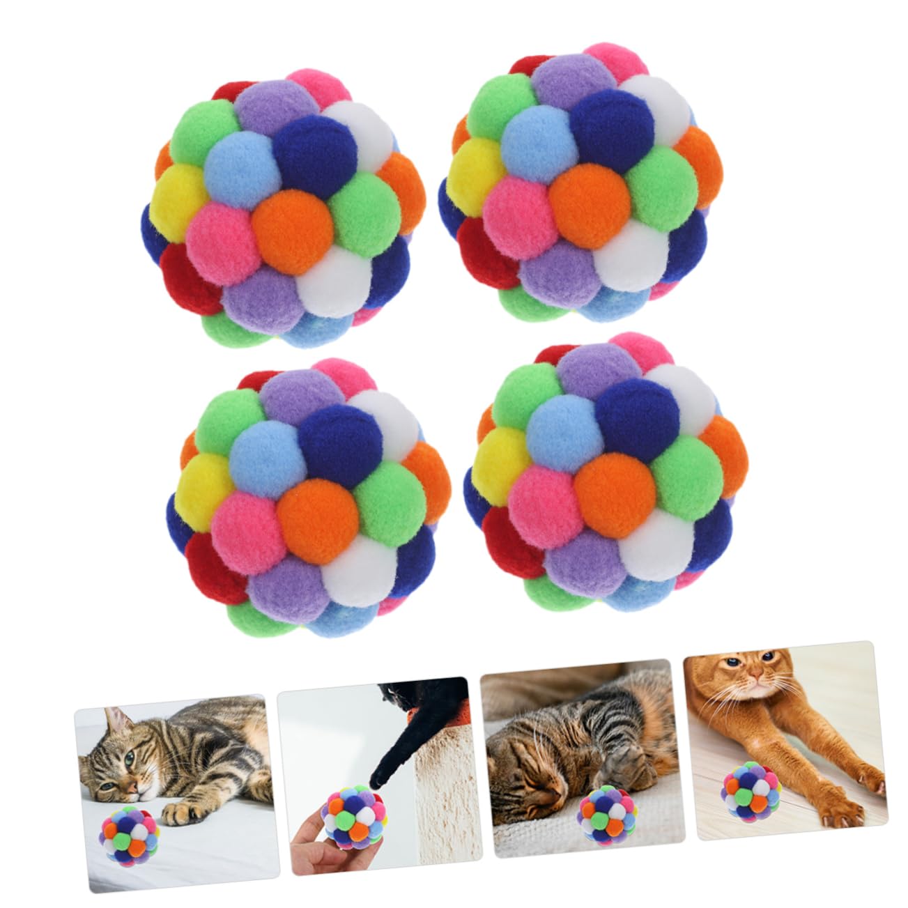 HANABASS 4pièces Balles pour Chats avec Clochettes Jouets Interactifs pour Chats Intérieur Balles pour Chatons