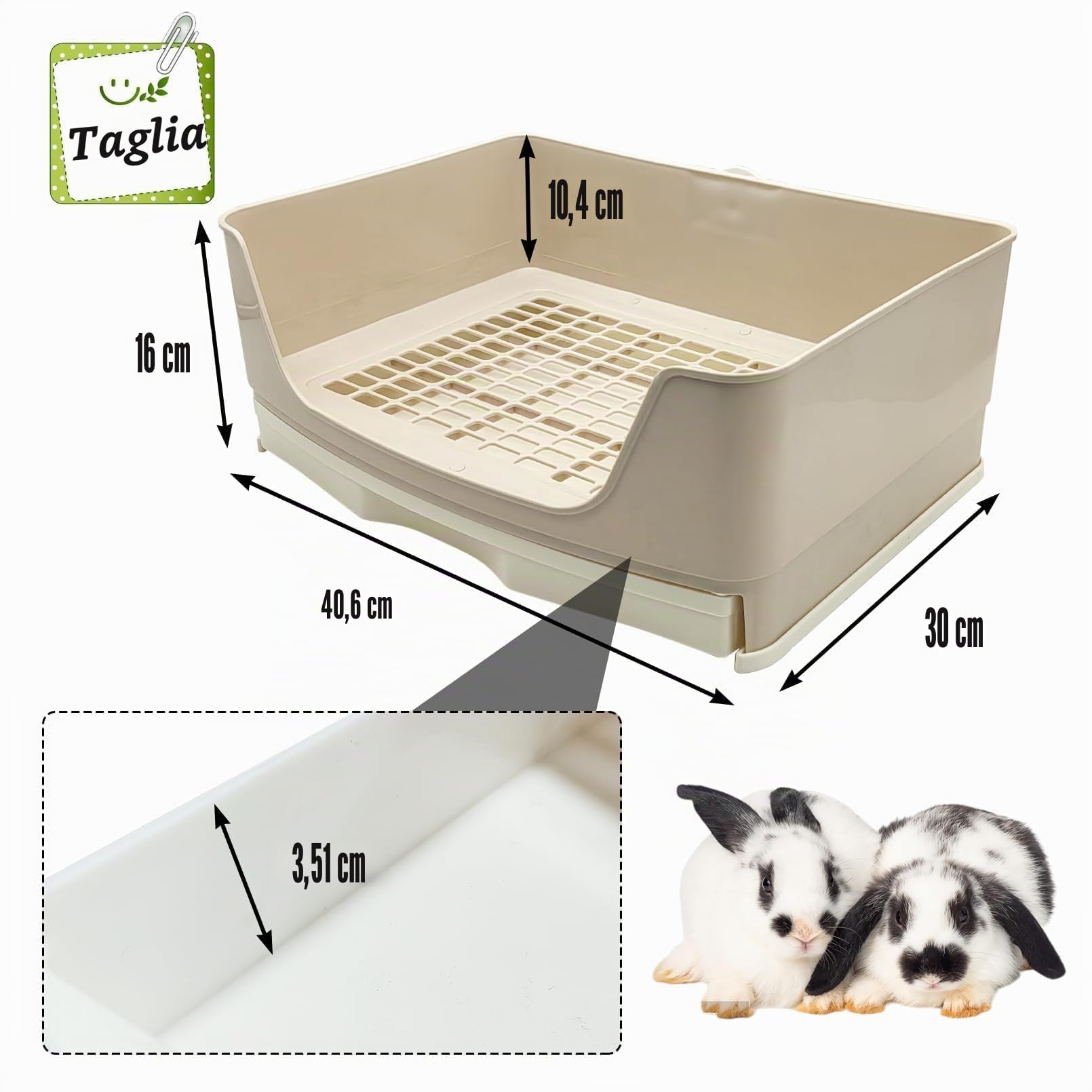 kathson Grande lettiera per conigli, WC ad angolo con cassetto per animali domestici più grande, per criceti adulti, porcellini d'India, furetto, galesaur, coniglietto e altri animali (marrone)