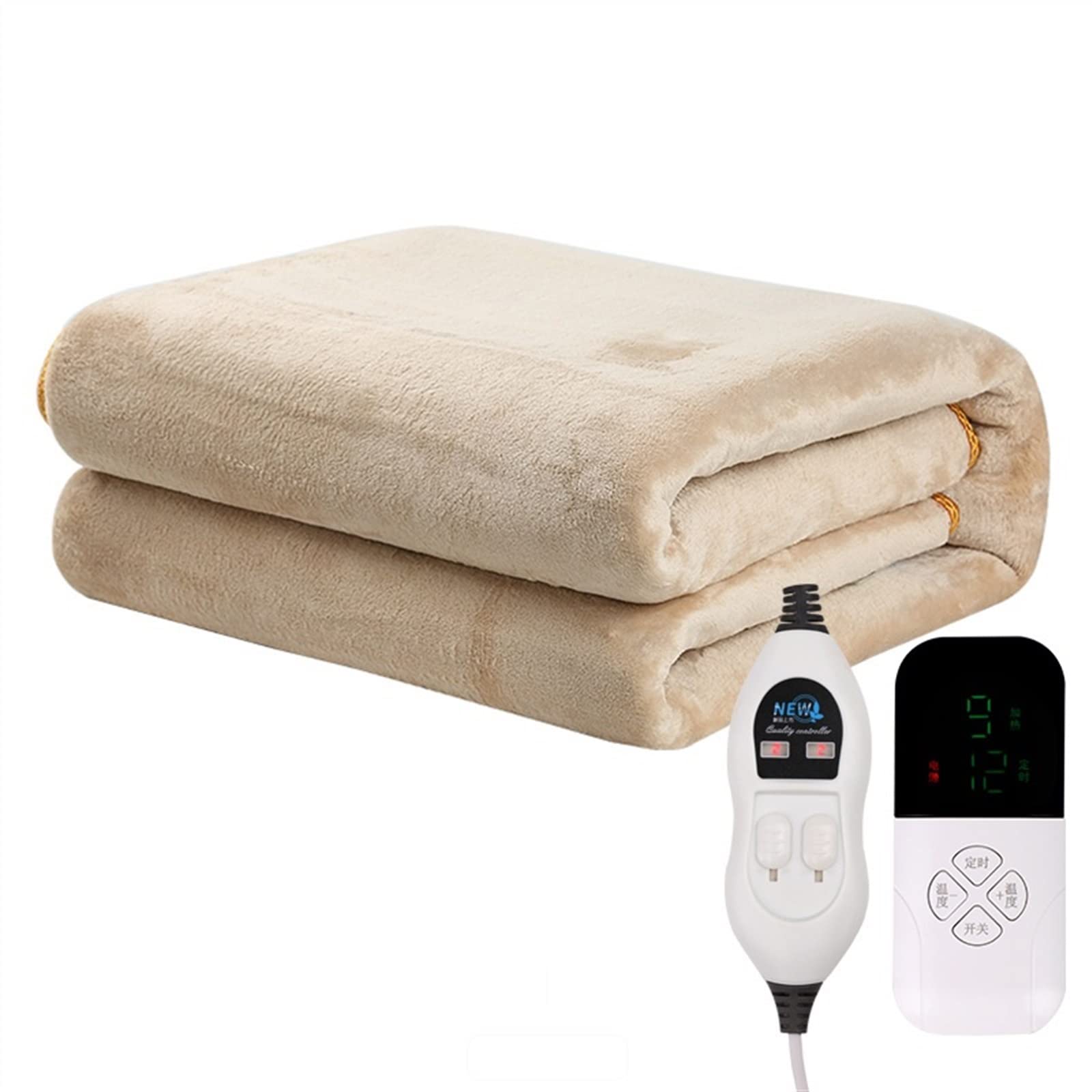 Luxurious Electric Blanket Dual Control Heated Blanket Heated Throw with 9  Heat Settings and Automatic Power-off, Low Energy Consumption (Color :  Khaki, Size : 180 * 150cm) : Amazon.co.uk: Health u0026 Personal Care
