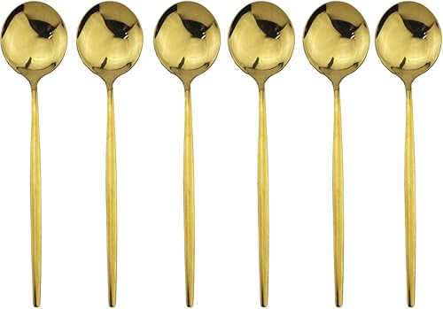 Miniatura 9 de Tenedores de postre real de oro pulido con espejo, tenedores medianos para ensalada, diseño ligero, juego de cubiertos de acero inoxidable para 6,