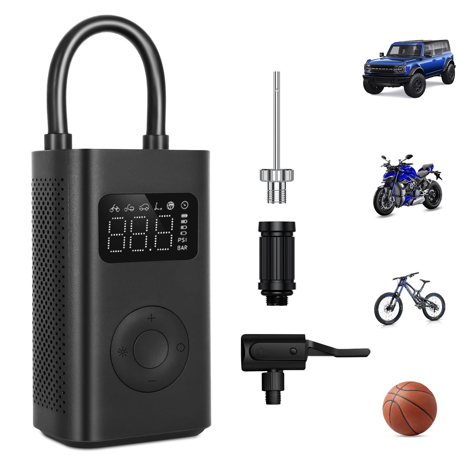 New Mi Mijia Portable Electric Air Compressor 2D,Portable Air Compressor (0.2 10.3bar/3-150psi, 6 Modes, 2000mAh Battery, 14.4Wh, USB-C Charging, LED Display)(2D Air Compressor)