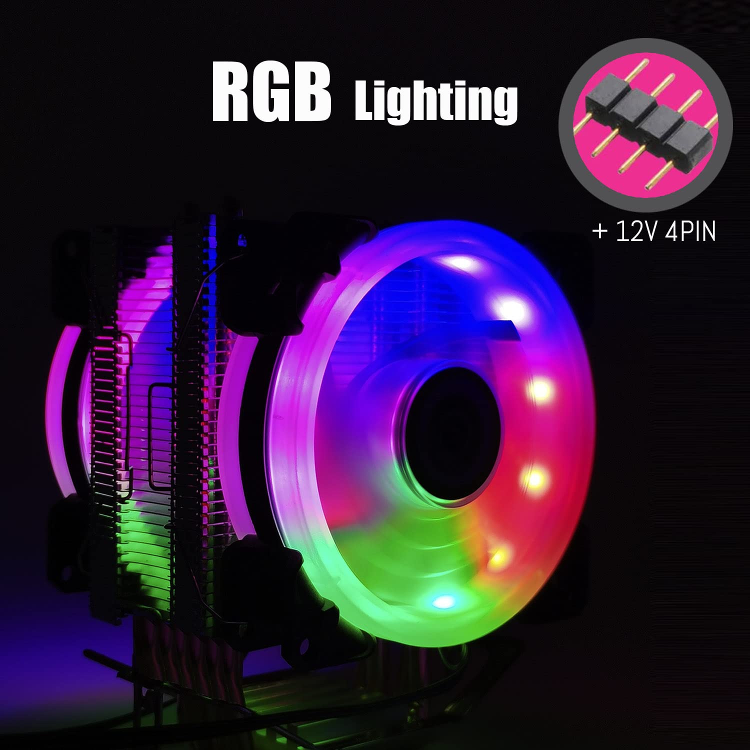 Ventilateur CPU Air Cooler GLOTRENDS 6 Heatpipes, 240W TDP, RGB LED 120mm - Compatible Intel LGA1700/1200/115x - 4