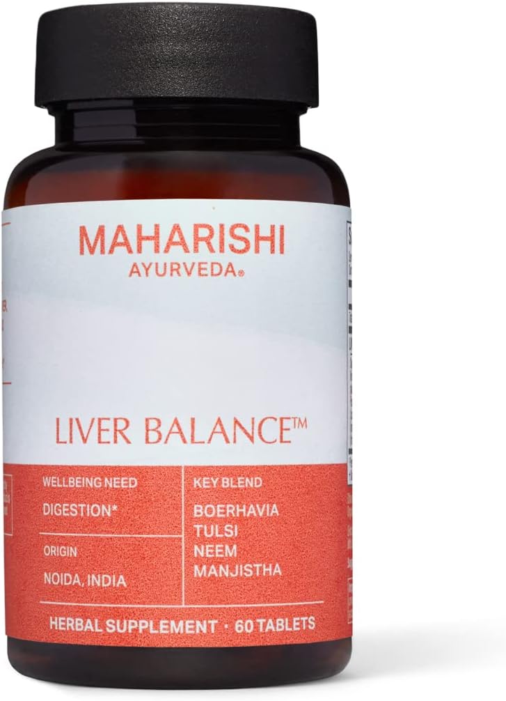 Maharishi Ayurveda Liver Balance, Powerful Natural Herbal Supplement with Neem, Sandalwood & Amla for Liver Detox, Promotes Digestion, Metabolism, Clearer Skin, & Natural Immunity 60 Tablets - 500mg