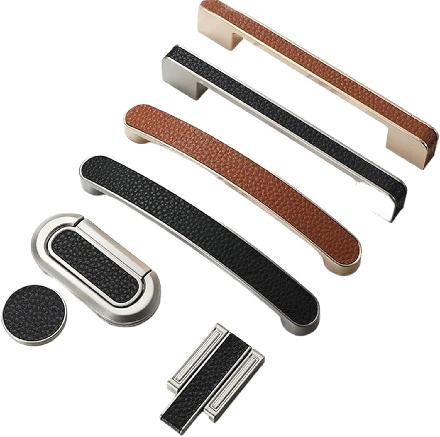 Leather Handles for Furniture Soft Minimalist Door Cupboard Drawer Handles Kitchen Cabinet Pulls and Knobs Hardware 2Pcs(1004-96mm Black)