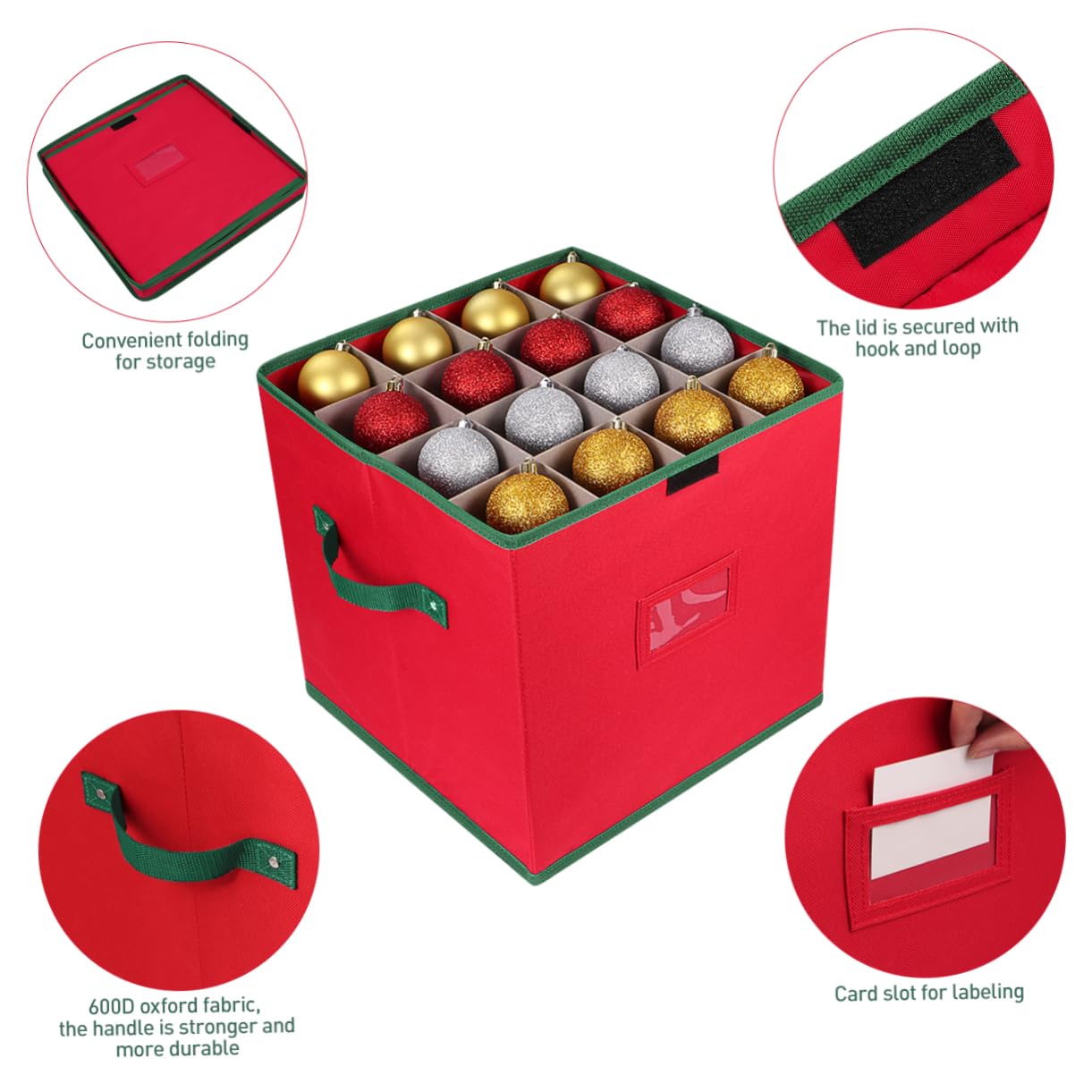 Cabilock Kasten Holiday Ball Veranstalter Weihnachtsschmuck-box Weihnachtsschmuckbehälter Weihnachtsorganisation Box Holiday Ornament Aufbewahrungsbox Schmuckkästchen Mit Deckel