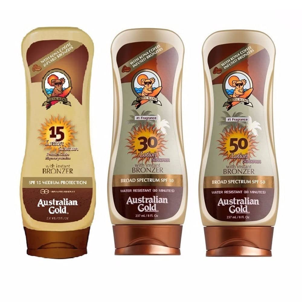 Australian Gold Lotion Sunscreen Broad Spectrum SPF 30 with Instant Bronzer 237 ml
