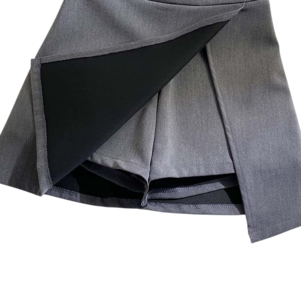 Rock Damen,Damen-Minirock Schwarz High Waist Hüftwickelrock Mit Schlitz Mit Reißverschluss A-Linienrock Mit Hose Einfarbig Kurzer Rock Für Mädchen Damen, Xs