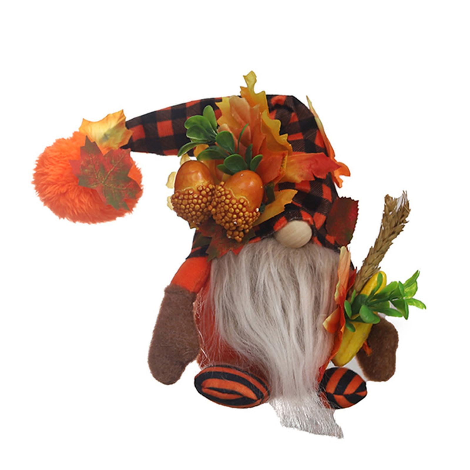 Hsioluted Thanksgiving Decor Harvest Festival Faceless Doll with Beard and Long Hat, Thanksgiving Ornament Harvest Festival Faceless Doll