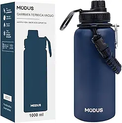 MODUS Garrafa Térmica Esportiva De Aço Inoxidável Com Isolamento A Vácuo De 1000ML (Azul Marinho)