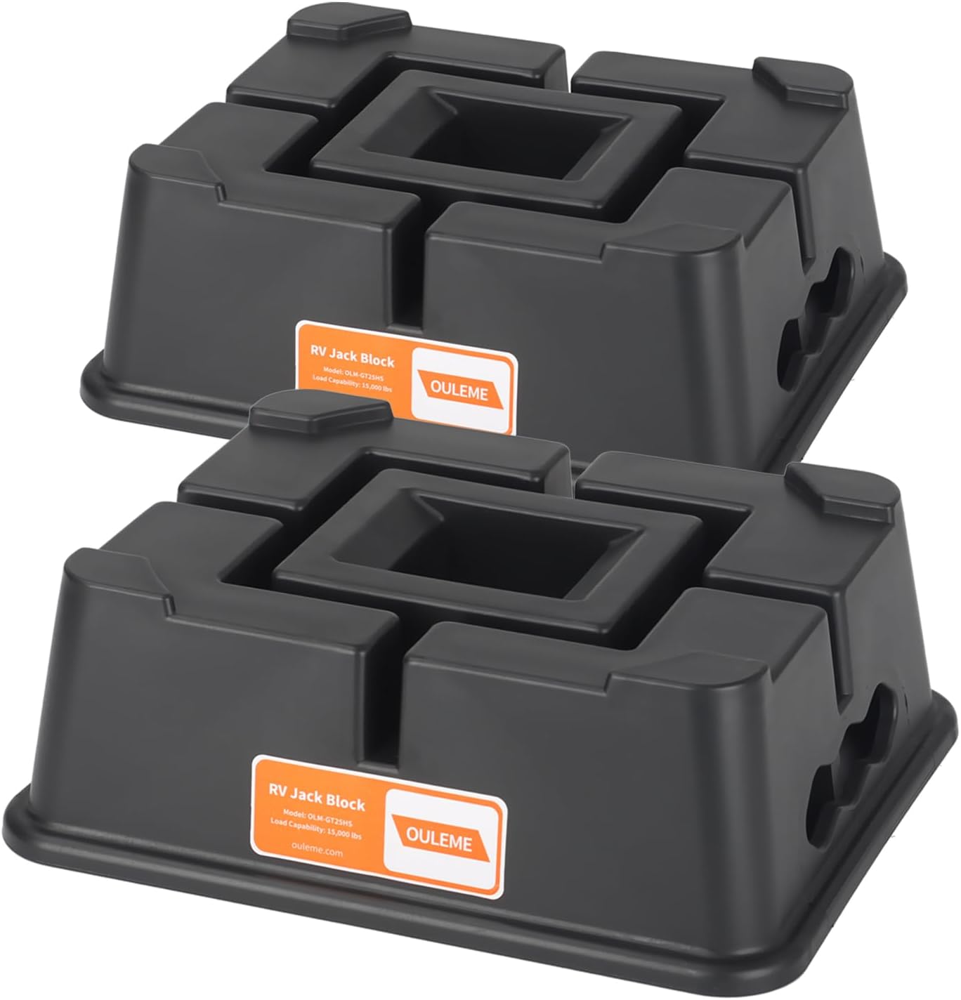 Trailer Jack Block, for RV Camper Travel Trailer 5th Wheel, fits Tongue Stand Jack Post/Wheels, Round and Square Stabilizer Foot Plate, Supports up to 15,000 lbs, 2 Pack