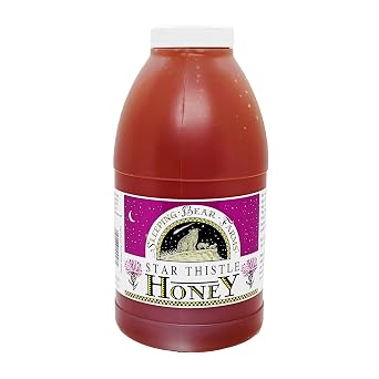 Star Thistle Honey 3 lb Jug - Sleeping Bear Farms Pure Michigan Wildflower Honey - Unpasteurized Unblended Bulk Honey Bottle - No Additives - Raw Honey from Northern Michigan Beekeepers