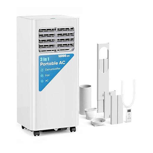 10,000 BTU Portable Air Conditioners - Cools 450 Sq.Ft, 3-in-1 Portable AC with Remote Control/Sleep Mode/24H Timer, AC Unit for Bedroom, Dorms, Apartment, Window Kit Included