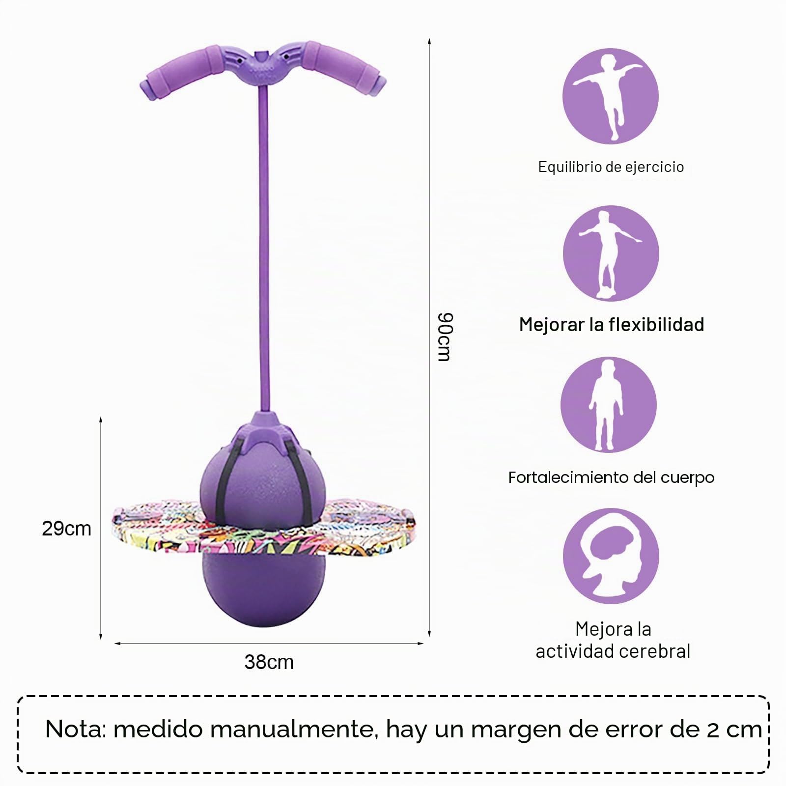MeYuxg Saltador Niños, Pelota Saltarina Niños, 100 kg de Capacidad de Carga, Pogo Stick Adulto Niños, Skip Ball con Asa, Pogo Saltarin para Entrenamiento del Equilibrio y Deportes (Morado)