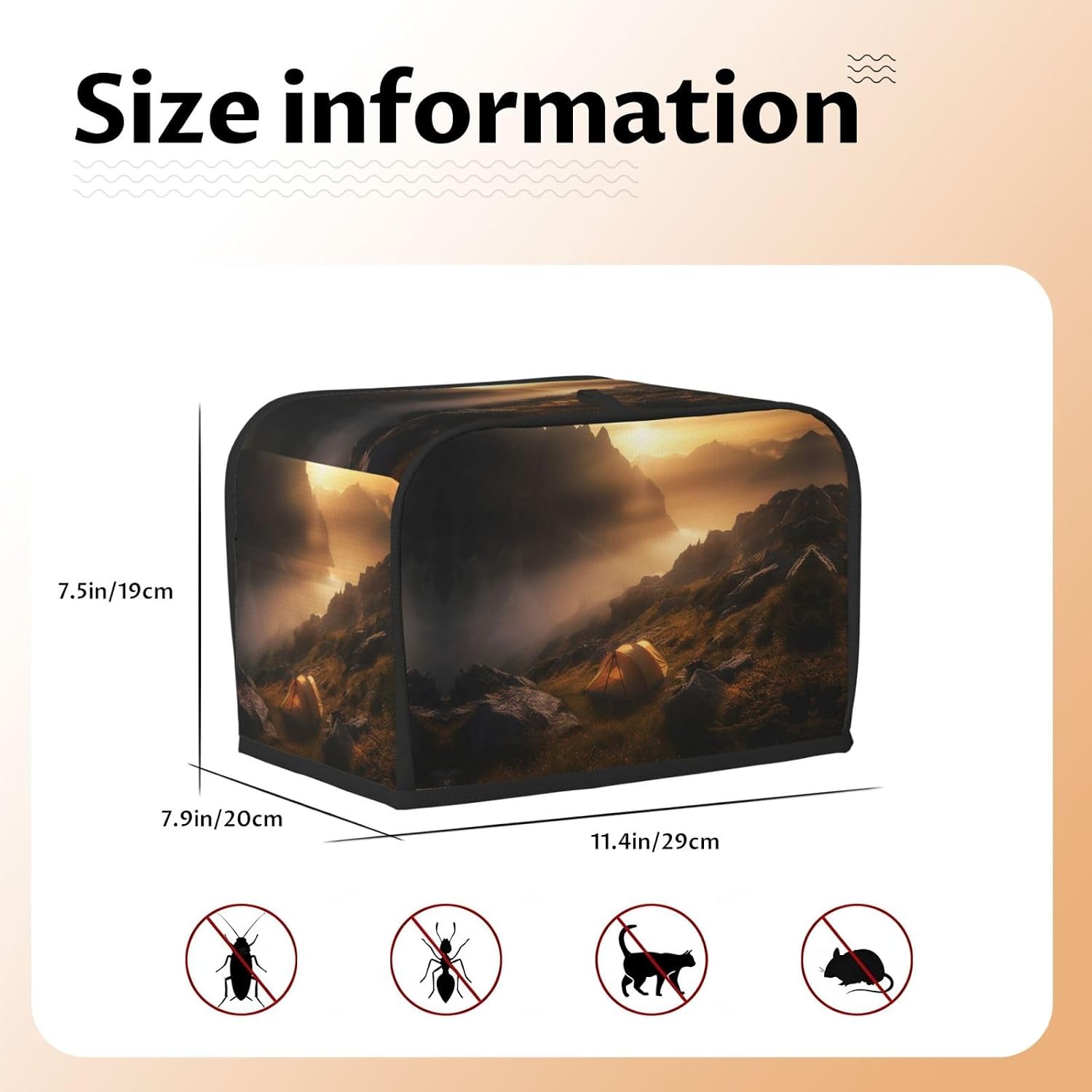 Camping Tent Toaster Cover 2 Slice, Waterproof Bread Machine Covers with Pockets Universal Size Kitchen Small Appliance Cover with Handle, Dust and Fingerprint Protection