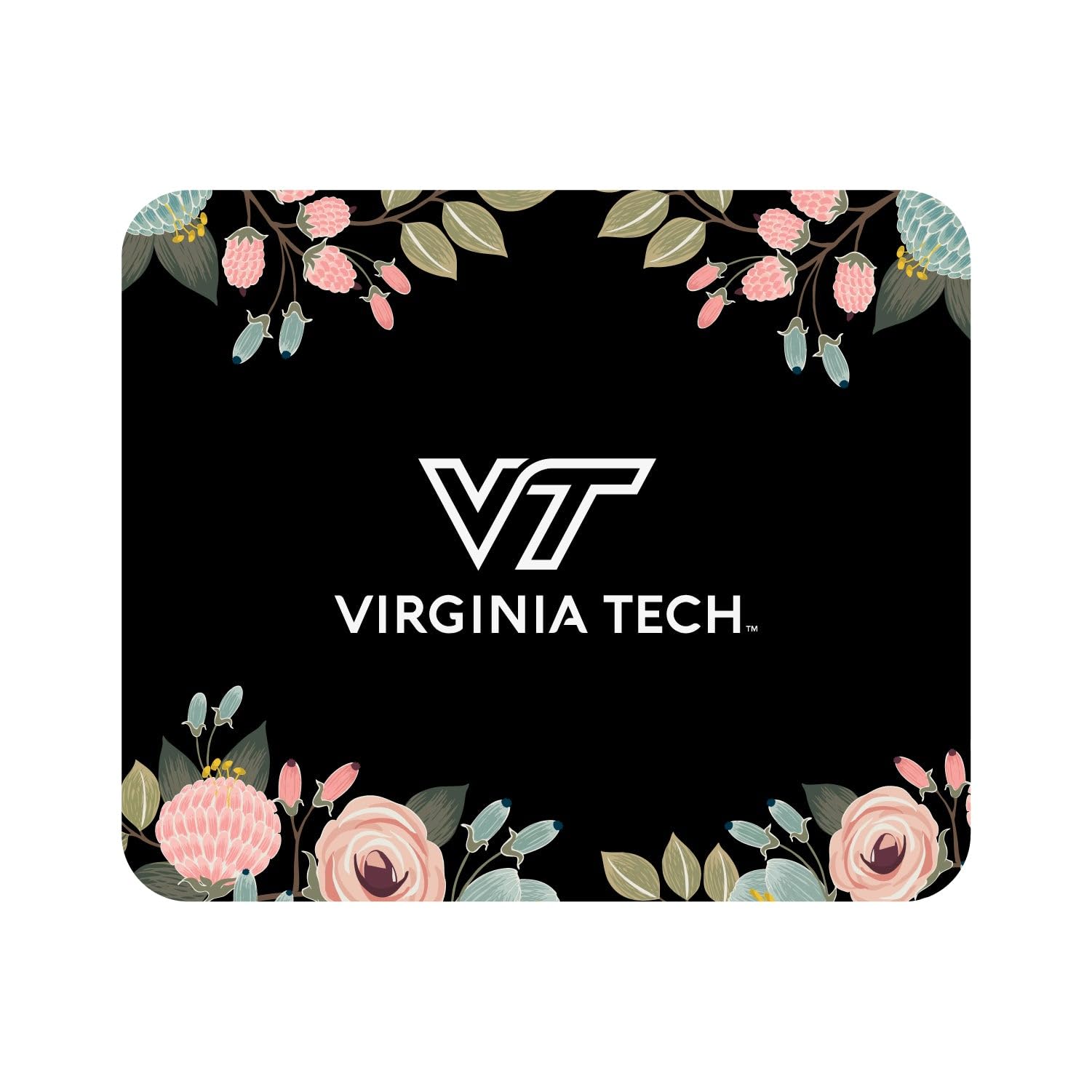 Mouse Pad, Fabric, Virginia Tech University Standard/Floral Pink