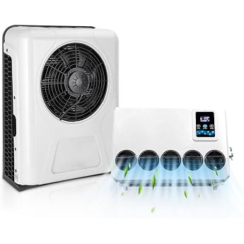 12 V Truck Air Conditioning 10000BTU Split Electric AC Unit 12 Volt Fit for Motorhomes Campers Bus Trailers Tractors Camper Van Parking Air Conditioning Quick Cooling Low Noise