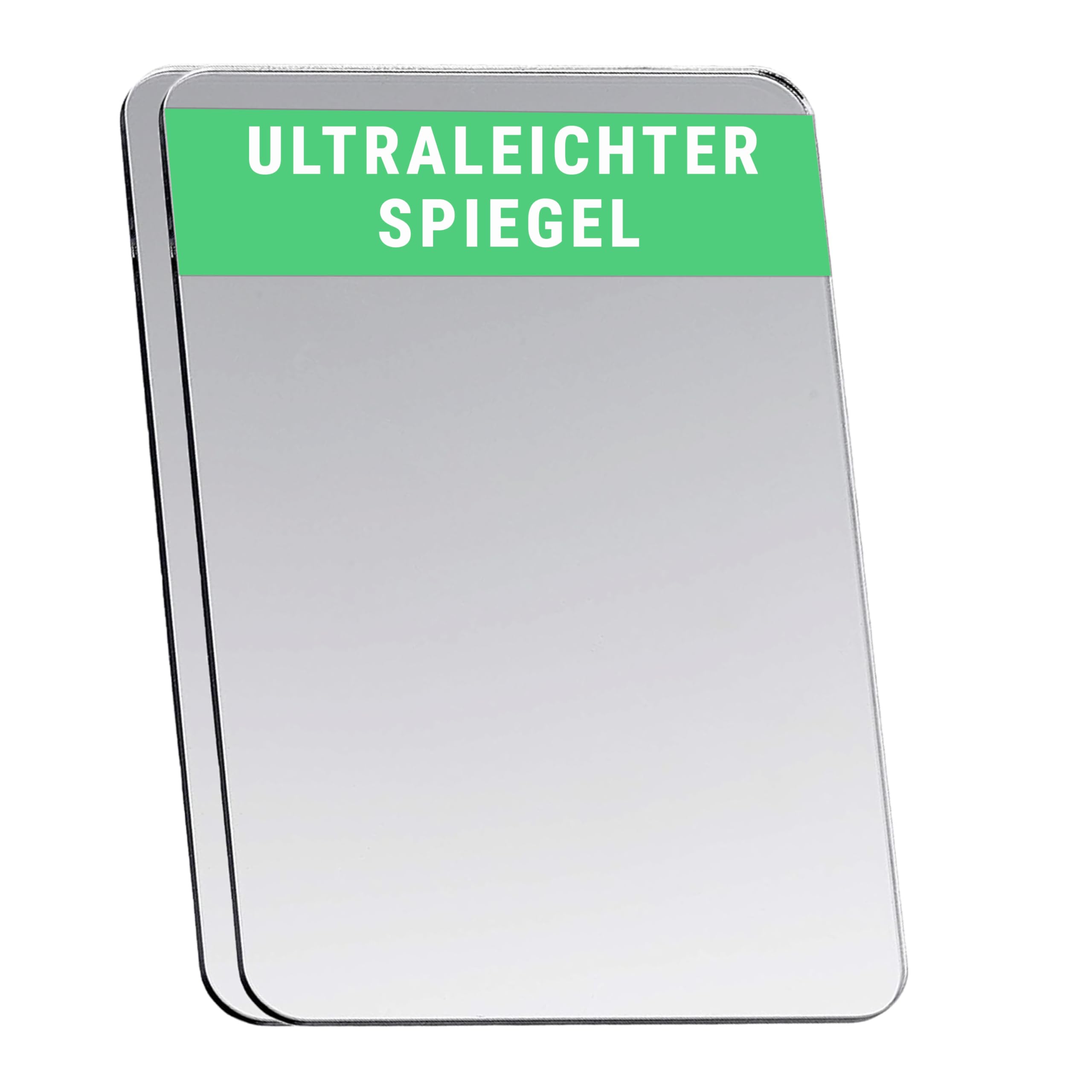 Falkenhorn Handspiegel – doppelseitiger, ultraflacher Acryl-Spiegel in rechteckiger Form, ideal für Basteln, Kinder, DIY, Geldbörse, Kosmetik und unterwegs – 7,0 × 10,0 cm (rechteckig), 2 Stück