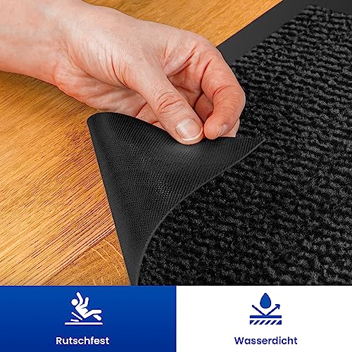 comflor Hochwertige Fußmatte Grau-Schwarz 90x120 groß für Innen & Außen - Schmutzfangmatte rutschfest, waschbar & wetterfest - Fussmatte für Eingangsbereich & Aussenbereich - Läufer Flur dünn