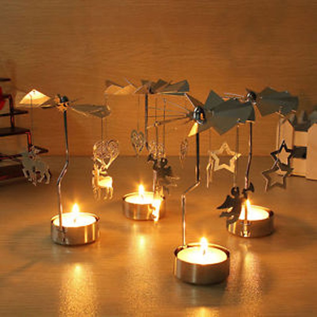 Giostra Rotante Per Candele Tealight – Spinner Dorato In Acciaio, Movimento A Calore, Decorazione Natalizia E Per Feste
