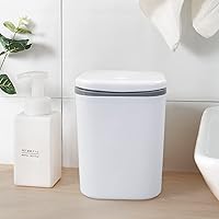 Vista 4 de Vababa Mini basurero de 2 litros/0.5 galones, bote de basura pequeño con botón, color blanco