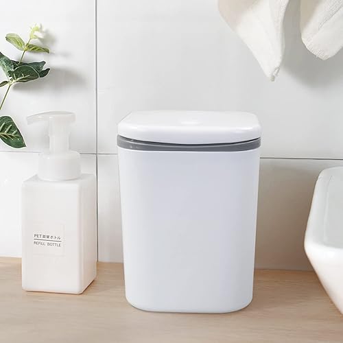 Miniatura 4 de Vababa Mini basurero de 2 litros0.5 galones, bote de basura pequeño con botón, color blanco