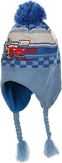Berretto peruviano foderato in pile per bambino bambino Cars Disney blu e grigio da 9 a 36 mesi