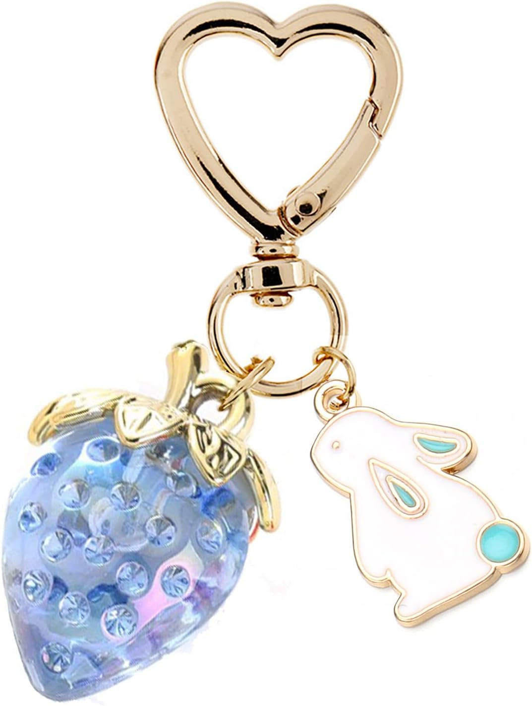 Agromusk Cute Strawberry Keychain,Bag Charms,Kawaii Heart Flower Daisy Key chains Accessories Decor for Girls Purse Gift