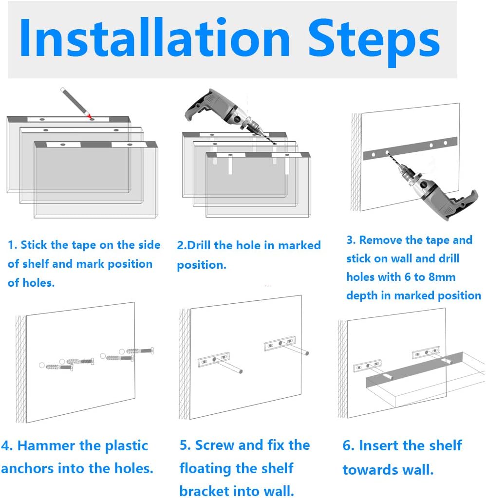 Floating Shelf Bracket 3-inch Hidden Shelf Brackets for Wood Shelves Wall Mount Blind Shelf Supports with Screws and Wall Plugs, Silver -4pcs