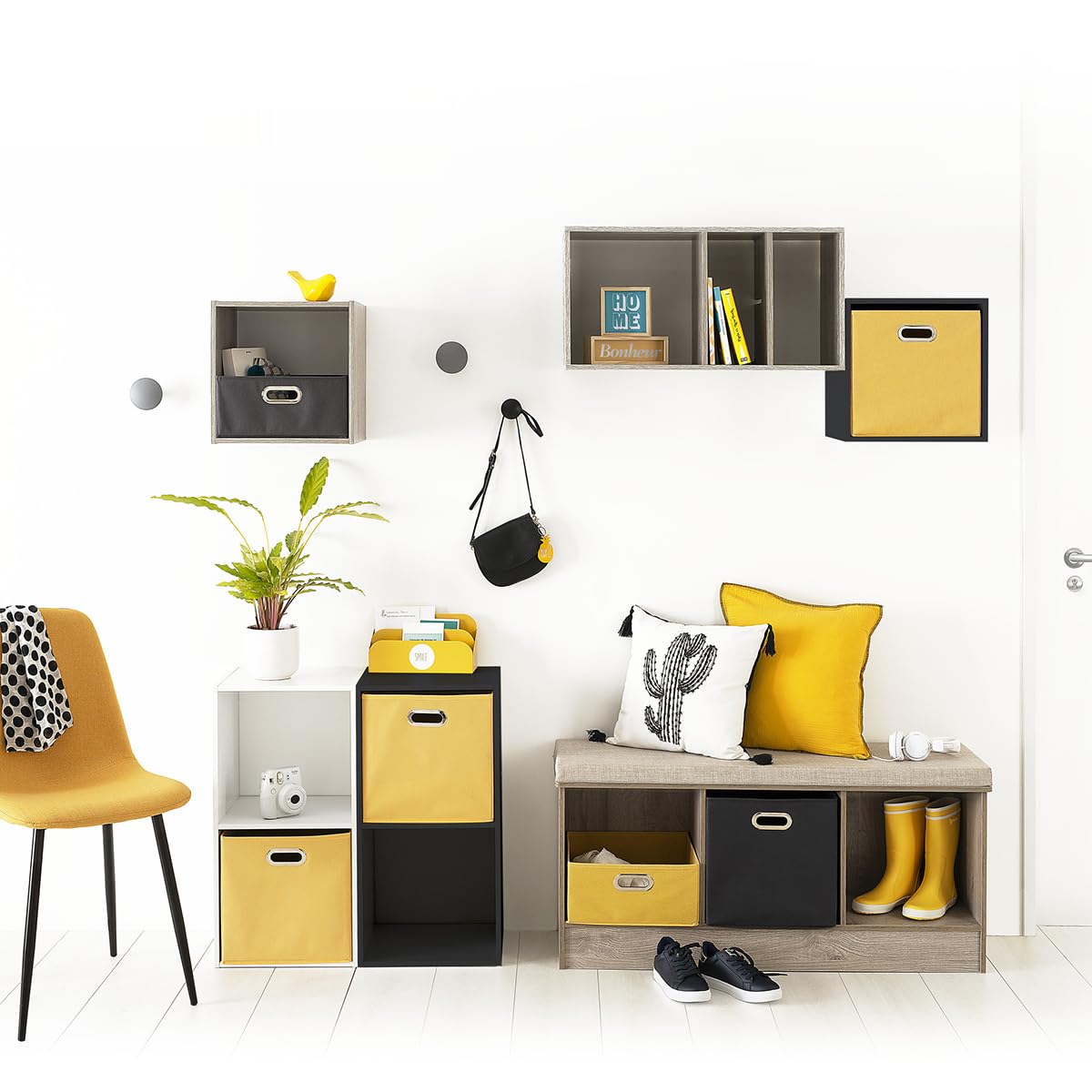 5 five simply smart Banco de Madera 3 Compartimentos conglomerado Color Natural, Antiguo, cm