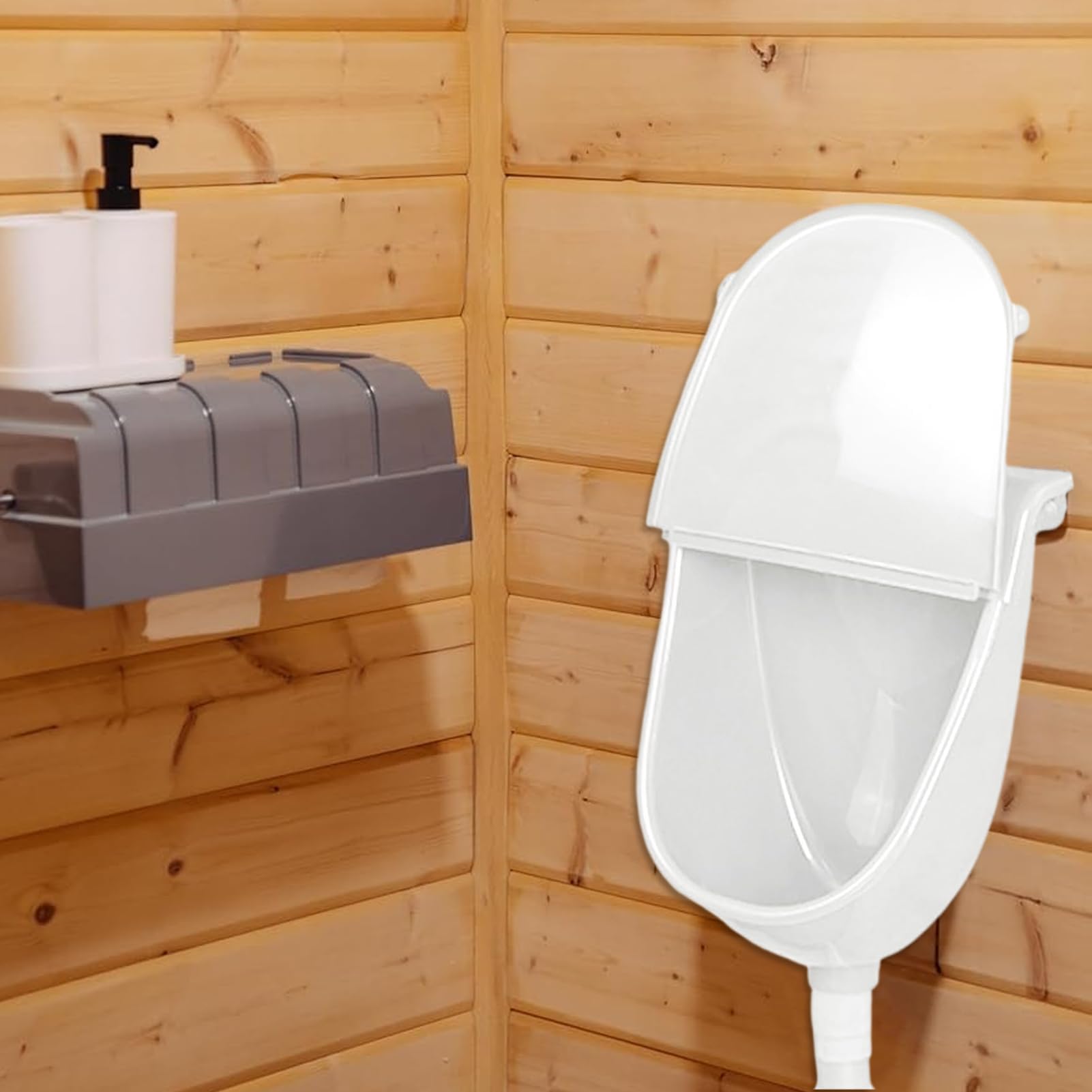 Accesorio de baño pequeño montado en la pared, desviador de orina de fábula de lavado con diseño antiderrames, para camping, dormitorios, uso al aire libre y colector de orina de fácil alimentación