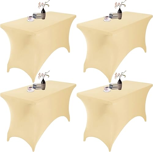 Miniatura 142 de Paquete de 2 manteles rectangulares impermeables de elastano, 6 pies, color negro, elástico, resistente a las manchas, para todas las estaciones