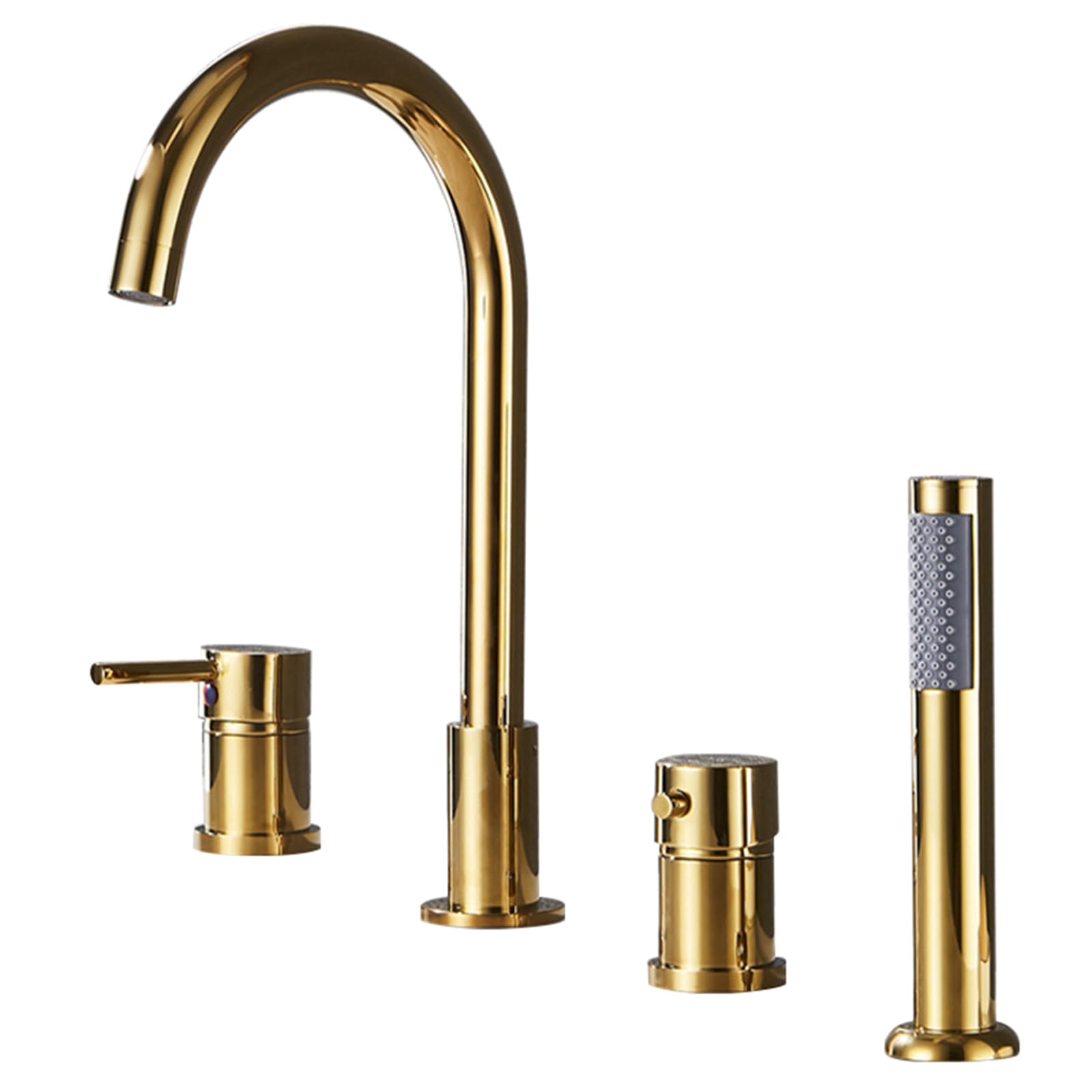 Mitigeur bain douche en laiton chromé et or avec douchette pour salle de bain chic