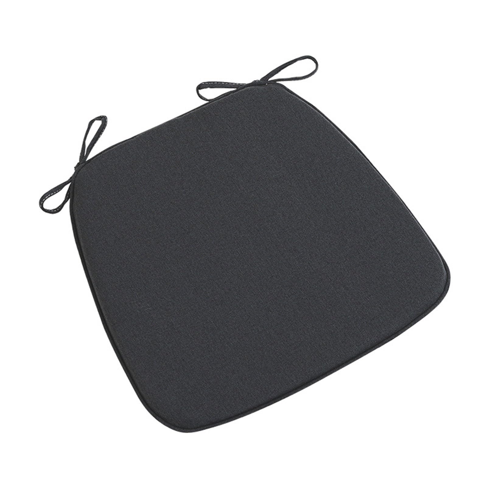Poduszka do siedzenia z pianki memory 45 x 42 cm – 6 sztuk zmywalnych poduszek na krzesła z bawełny i lnu, do użytku na zewnątrz, do ogrodu, salonu, biura, na patio, czarne, z wiązaniami