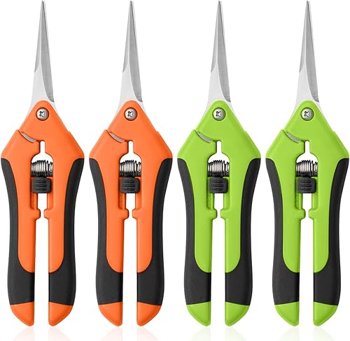 Miniatura 12 de Tijeras de podar de jardín, paquete de 3 tijeras de jardinería, tijeras de jardín de acero inoxidable, tijeras de flores, tijeras de podar, tijeras