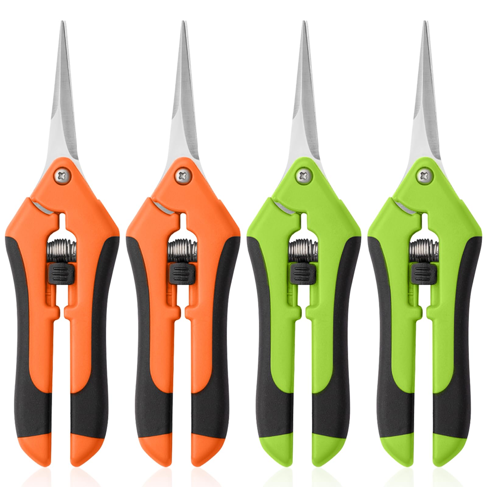4 Pack Garden Shears, Stainless Steel Shears Gardening Tools, Scissors, Garden Clippers, Pruning Shears for Gardening Shears & Scissors (Orange Green)