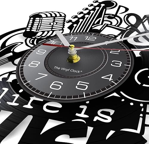Miniatura 4 de Life Is Music - Reloj de pared con disco de vinilo de 12 pulgadas, funciona con pilas, silencioso, sin tictac, diseño moderno, antiguo, musical,