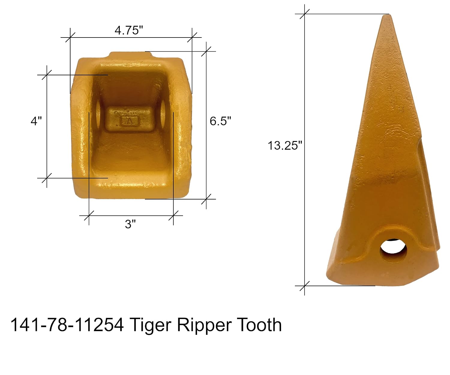Komatsu Style Tiger Ripper Tooth - 141-78-11254 (Tooth and Pin)
