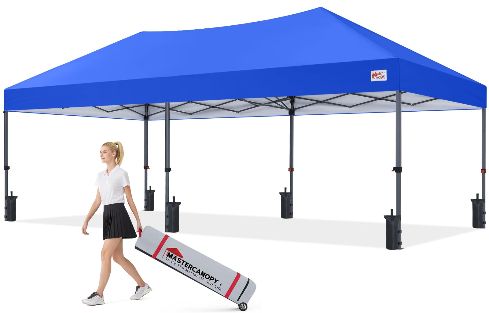 MASTERCANOPY 10x20 Durable Pop Up Canopy Tent with Roller Bag, Blue